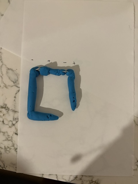 This is the Play dough - series circuit. I liked using Play dough because it is fun and holds its shape well. 