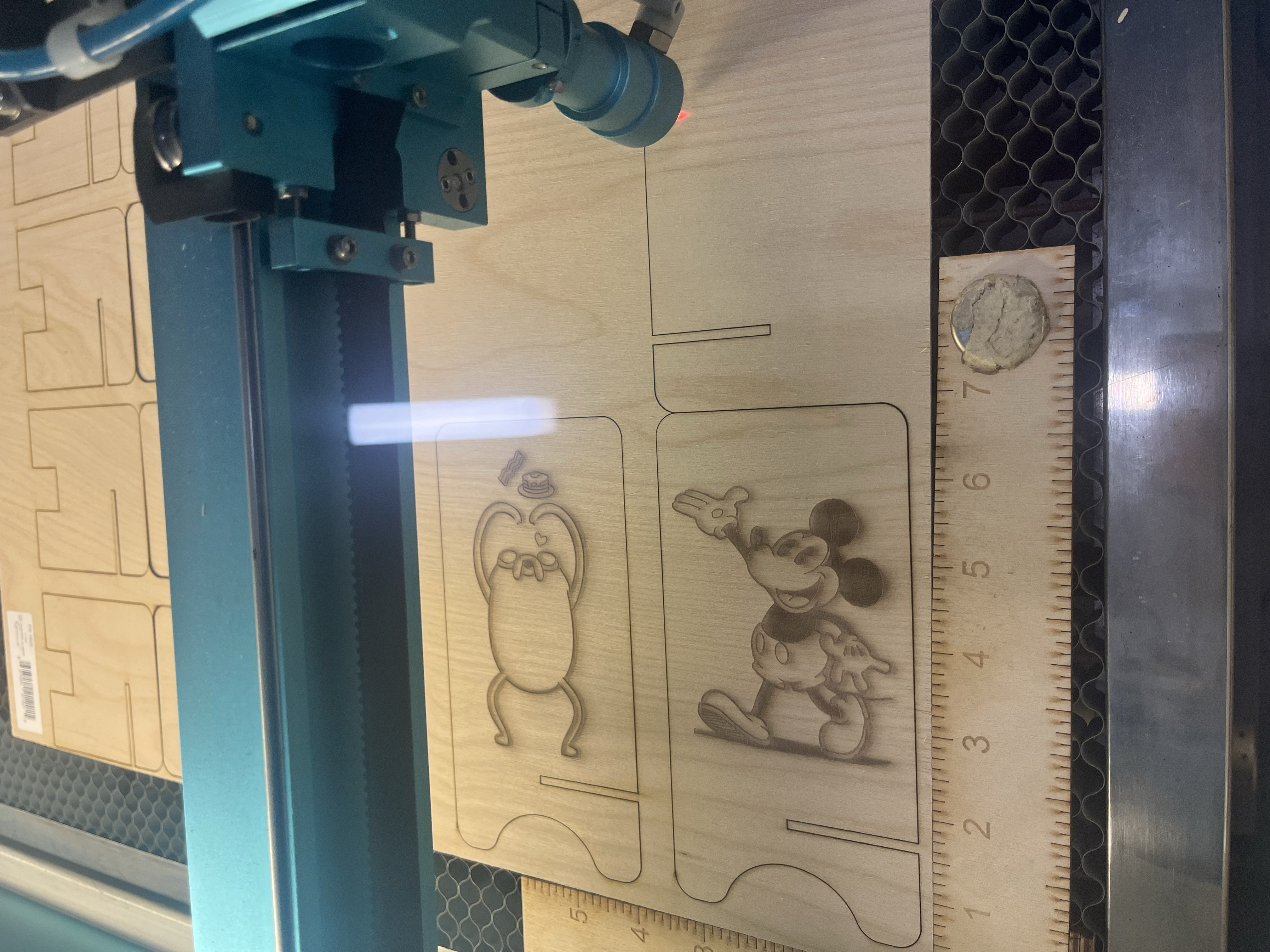 Laser cutting in progress