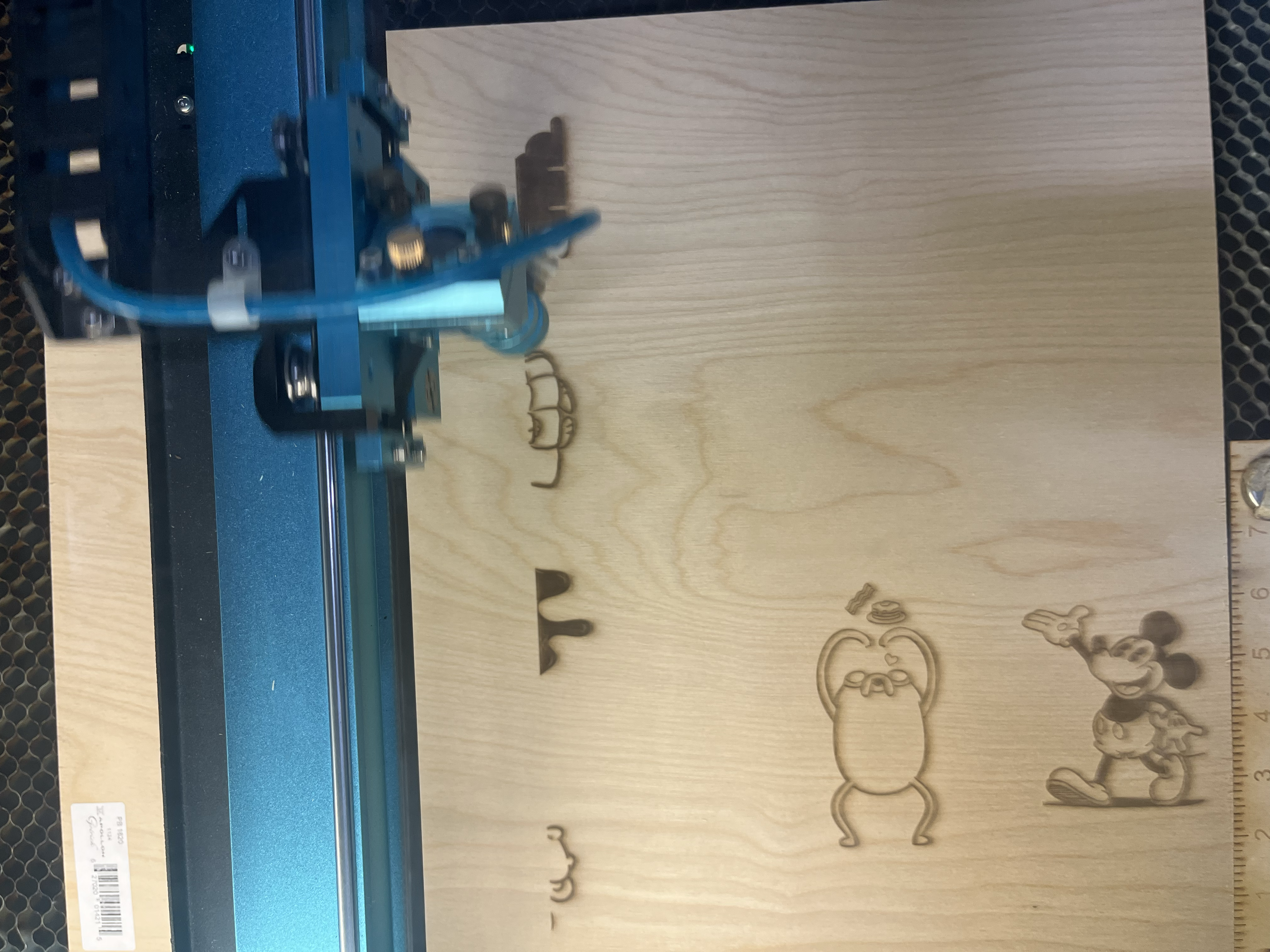 Laser cutting in process.